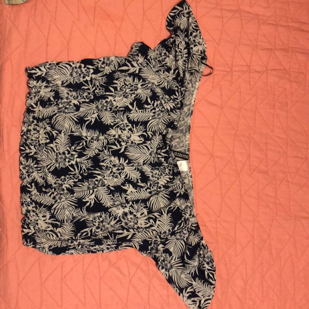 Dark blue shirt with white flowers